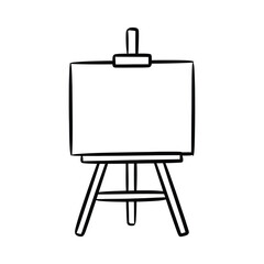 Simple Line Drawing of an Easel with Blank Canvas