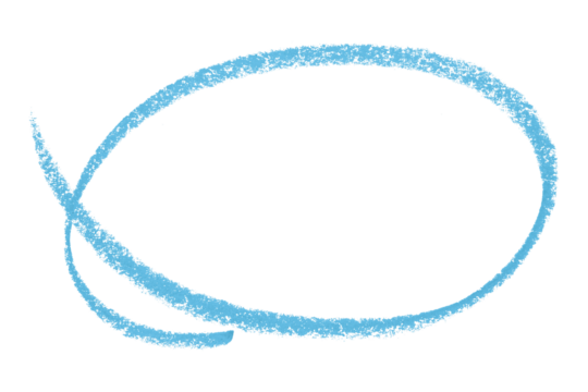 Light blue pencil highlight circle mark isolated on transparent background