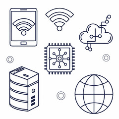 Minimal Tech & Internet Icons – Outline Vector Set