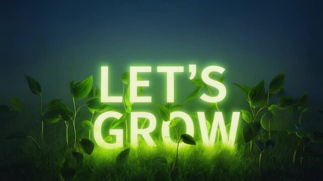 Let's Grow Green Neon Sign for Motivation and Business