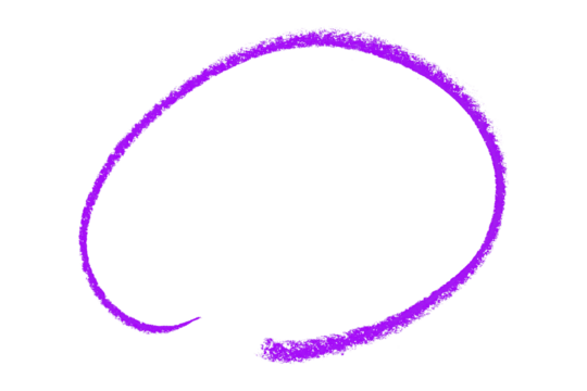 Purple pencil highlight circle mark isolated on transparent background
