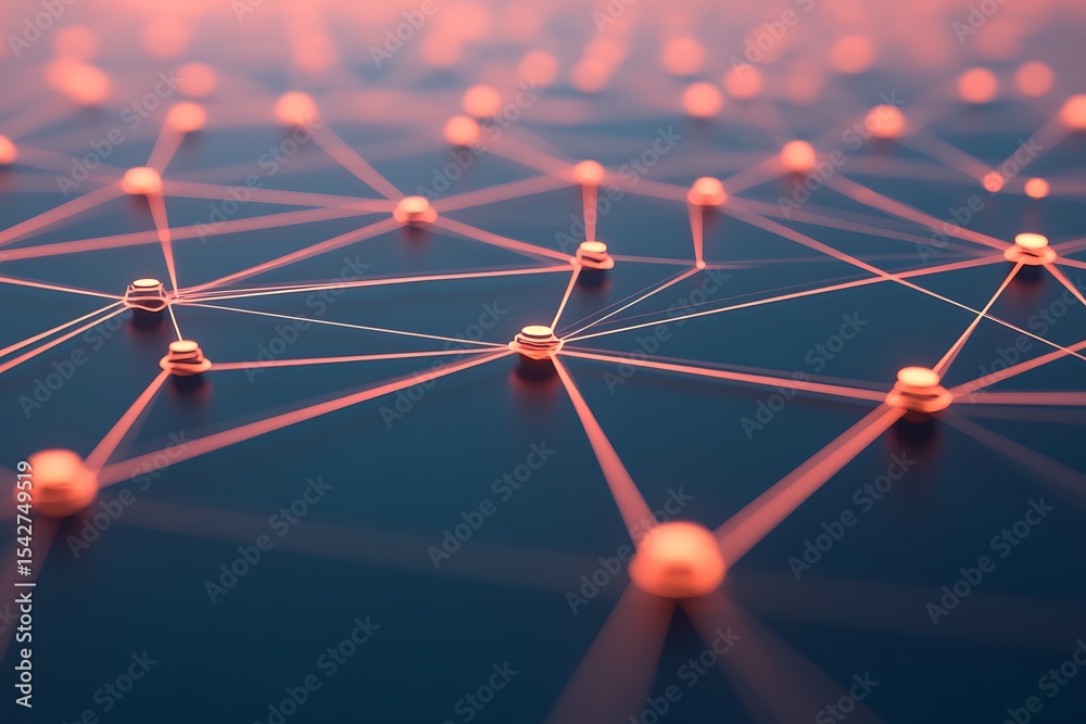 Aufkleber abstract network connection system with glowing nodes and lines for digital communication