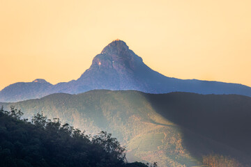 sunrise over the adam's peak mountain in the morning 