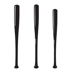 baseball bat silhouette set, Black & White silhouette set