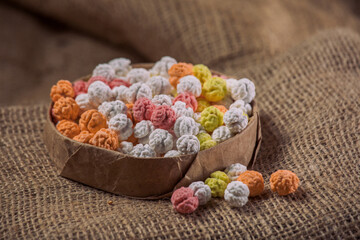  Colorful Traditional Sugar Candies on White Background – Rustic Sweet Treats