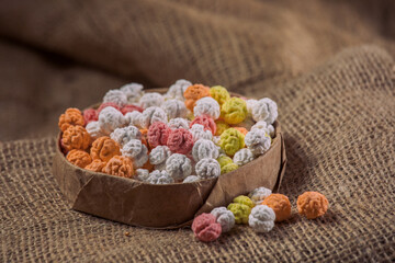  Colorful Traditional Sugar Candies on White Background – Rustic Sweet Treats