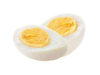 sliced hard boiled egg isolated on white background