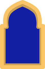Fototapeta premium Elegant Moorish Arch Window Frame, Blue and Gold Design Element