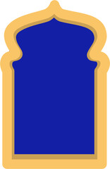 Elegant Golden Frame with Blue Background, Islamic Architecture Style