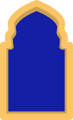 Elegant Islamic Arch Frame with Blue Background, Design Element