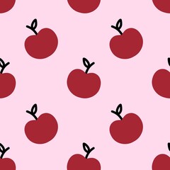 seamless pattern with hand drawn apples. Kawaii design for digital use, like wallpaper, background, scrapbooking, wrapping paper, packaging 