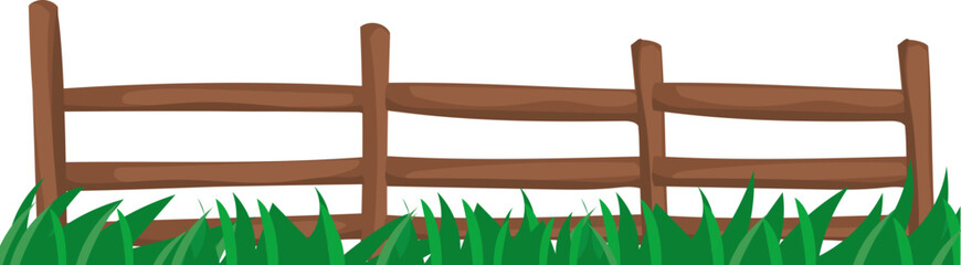 Solid Fence with Plank Posts vector border for garden, landscape, spring, and nature decoration