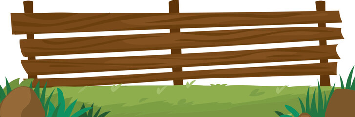 Double Rail Wood Fence vector border for garden, landscape, spring, and nature decoration