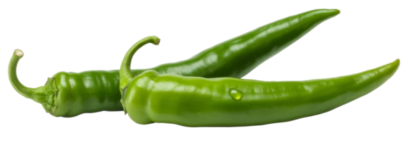 green chili peppers, isolated on white background.