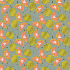 Watermelon seamless background, fun green summer pattern for wallpaper, background, textile