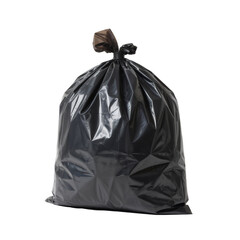 black garbage bag isolated on white background.
