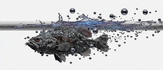 Polluted Fish in Water