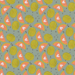 Watermelon seamless background, fun green summer pattern for wallpaper, background, textile