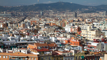 Barcelona city view from above. Catalonia.
