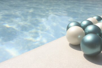 Poolside spheres, soft focus
