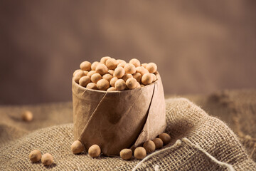 mall Round Creamy Snacks with Roasted Chickpeas on White Background – Rustic