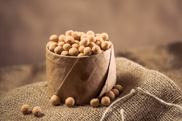 mall Round Creamy Snacks with Roasted Chickpeas on White Background – Rustic