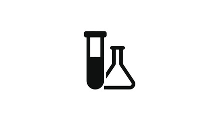 Lab Equipment Icons: Test Tube and Erlenmeyer Flask Vector Graphics