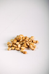 Split Roasted Chickpeas on Burlap Fabric – Rustic Healthy Snack