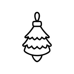 Illustration of a christmas tree shaped ornament with a hanging loop