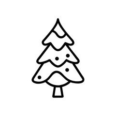 Illustration of a christmas tree with ornaments in black and white line