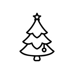 Illustration of a christmas tree with a star and a single ornament on it