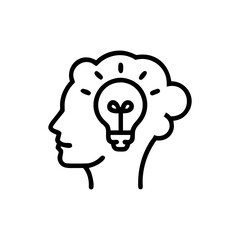 Illustration of a lightbulb inside a head representing new ideas