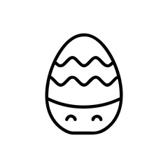 Stylized easter egg with wavy lines and a cute face in simple black outline