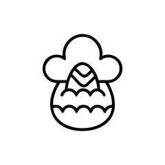 Outline illustration of a decorated easter egg with cloud on top design
