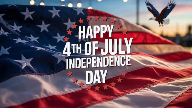 American flag waving with eagle 4th of july background