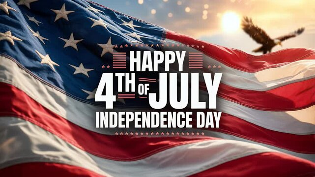 American flag waving with eagle independence day celebration