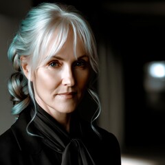 Portrait of a mature woman with silver hair