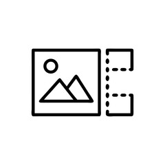 Image with mountains and sun next to a dashed line square outline box