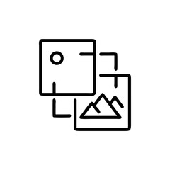 Fototapeta premium Two overlapping images one with a circle and the other with mountains art