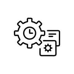 Obraz premium Gear with clock and document icon representing process and automation