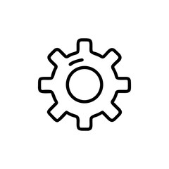 Illustration of a single gear with eight teeth in a simple line art style