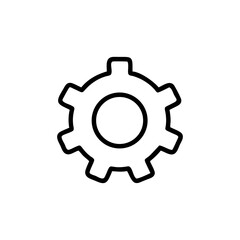 A simple line drawing of a gear with rounded teeth on a white background