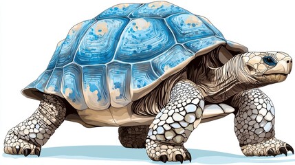 Stunning Blue-Hued Giant Tortoise Illustration