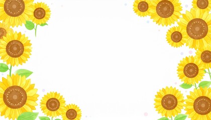 ひまわりの水彩フレーム4