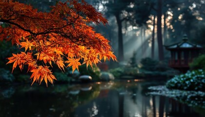 Autumnal Japanese Garden Scene