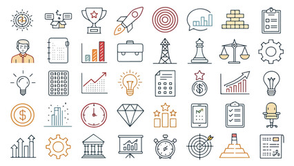 Business and Finance Line Icons Set