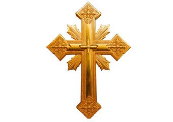 Golden crosses isolated on a transparent or white background