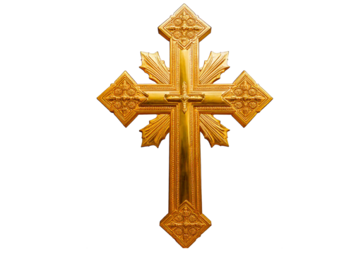 Golden crosses isolated on a transparent or white background