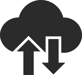 cloud server upload download icon for computer and networking icons in dark grey and clear background editable vector illustration