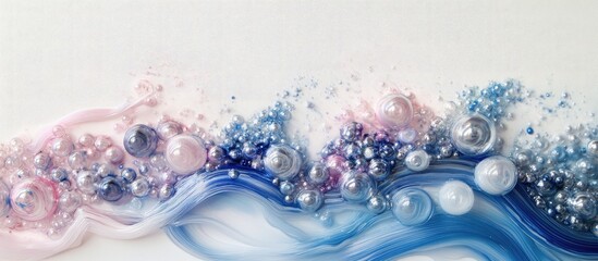Abstract design with pastel colored spheres and flowing lines